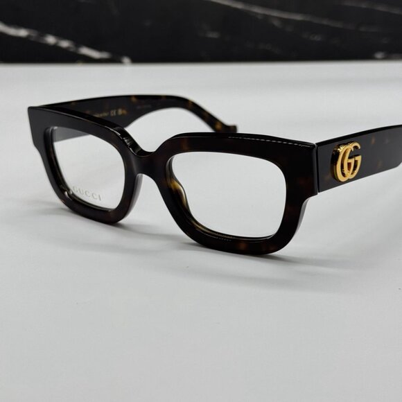 NEW GG1548O 005 GUCCI EYEGLASSES DARK HAVANA WOMEN EYEWEAR GUCCI - Picture 1 of 11